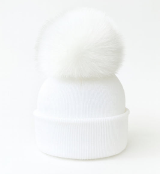 Pom Hat White with White Poms
