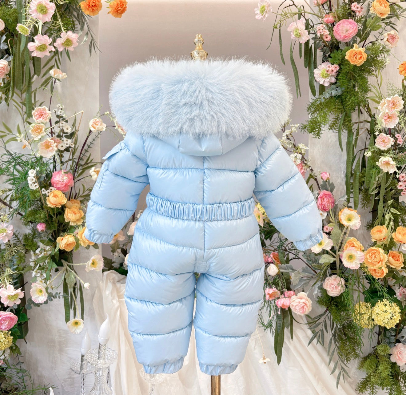 EvaBella Signature Winter Snowsuit with Detachable belt Sky Blue