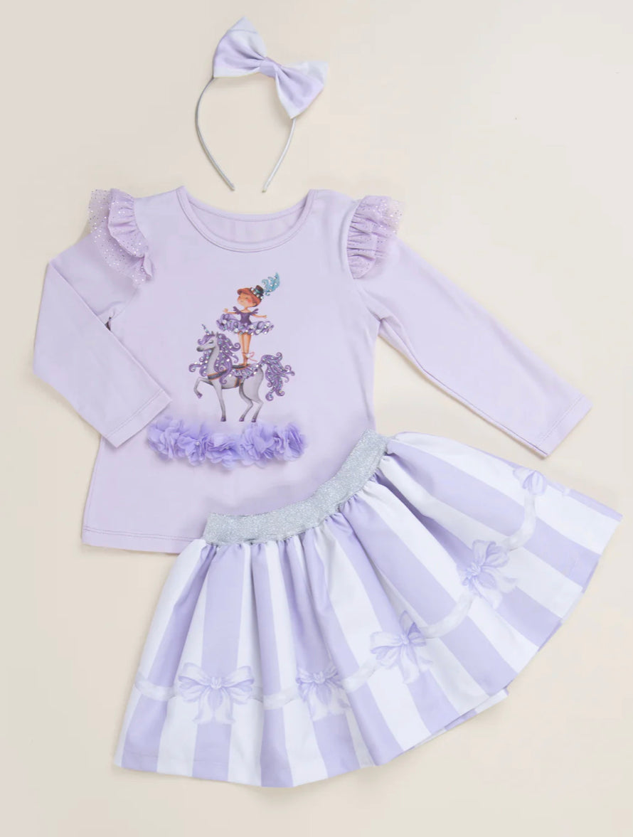 Caramelo Kids Girls Lilac Circus Ballerina Pearl Skirt Set