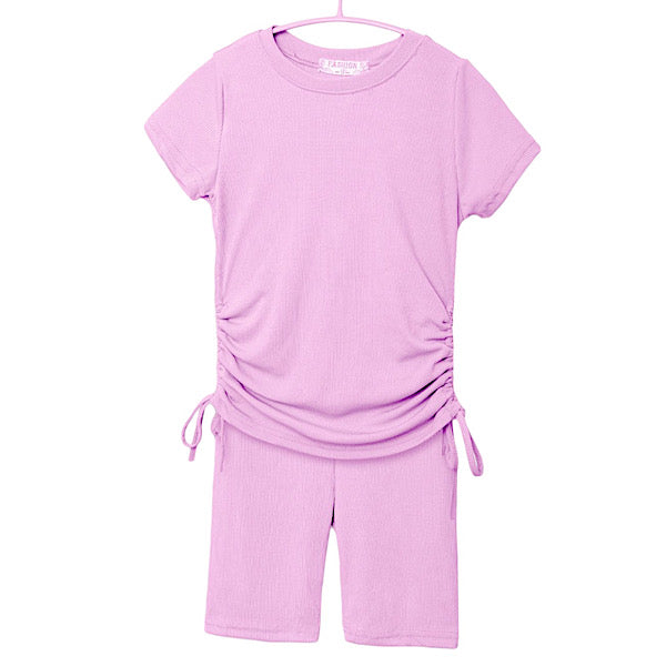 Girls Lilac Ruched Short Set