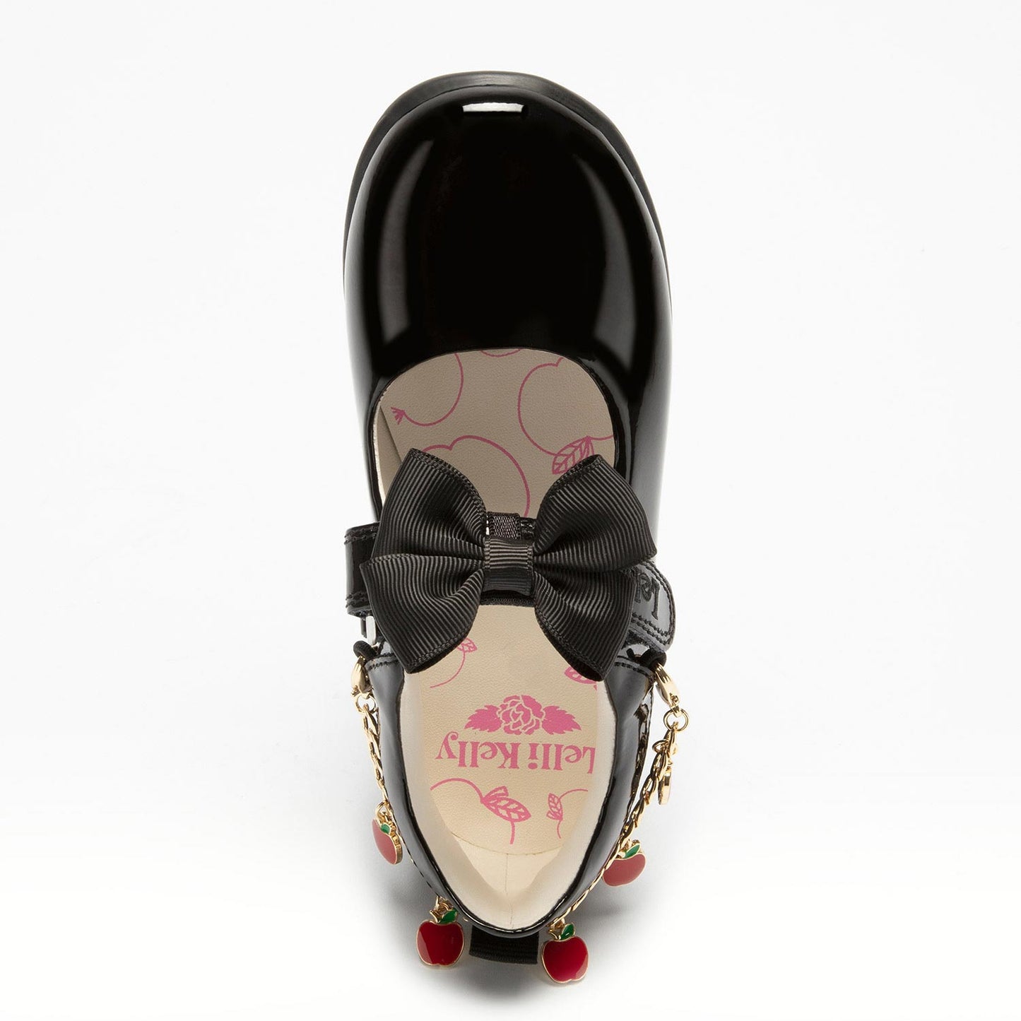 Lelli Kelly Black Patent Leather Apple Charm School Shoe 8719