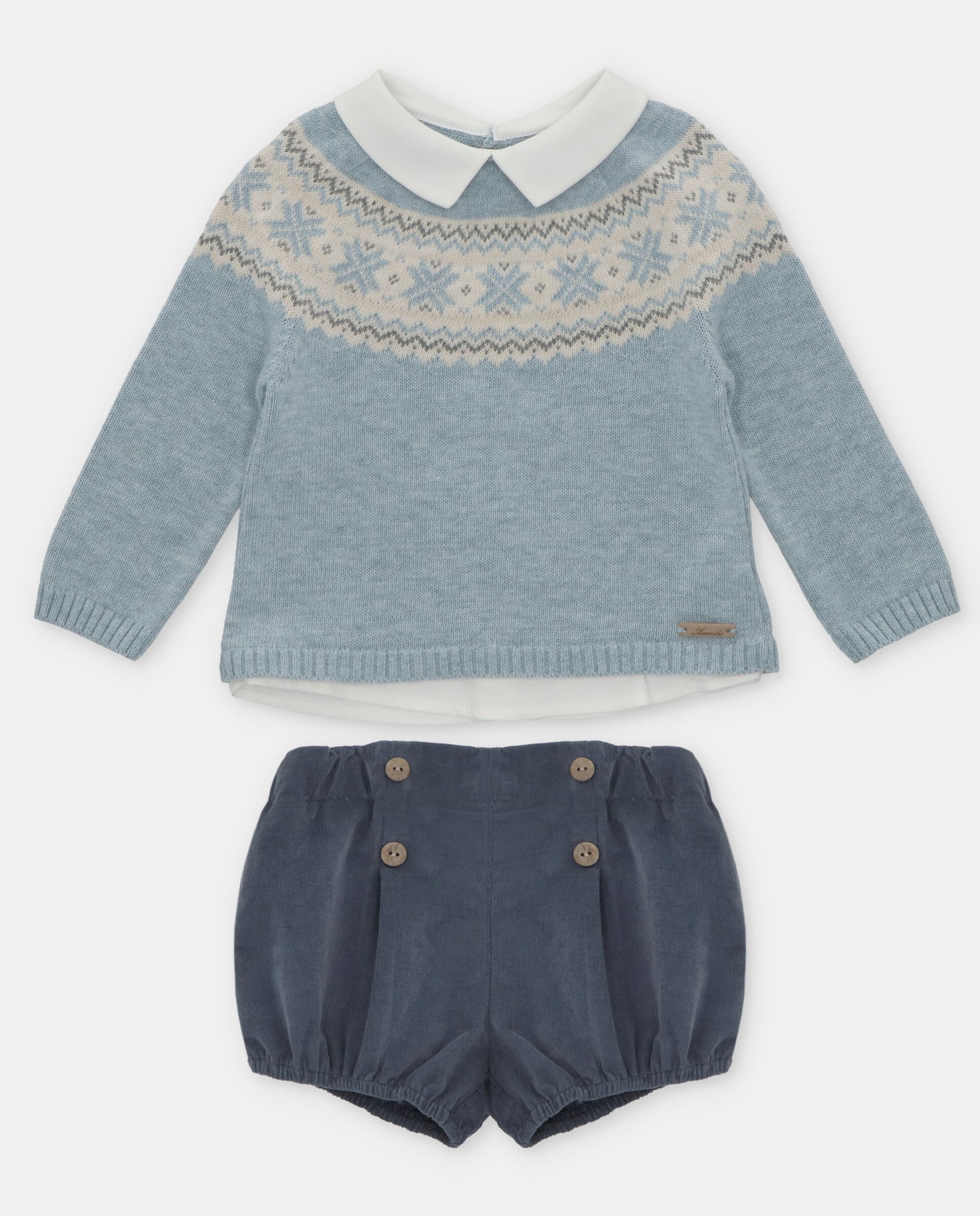 Martin Aranda Baby Blue Kntted Jumper & Shorts Set