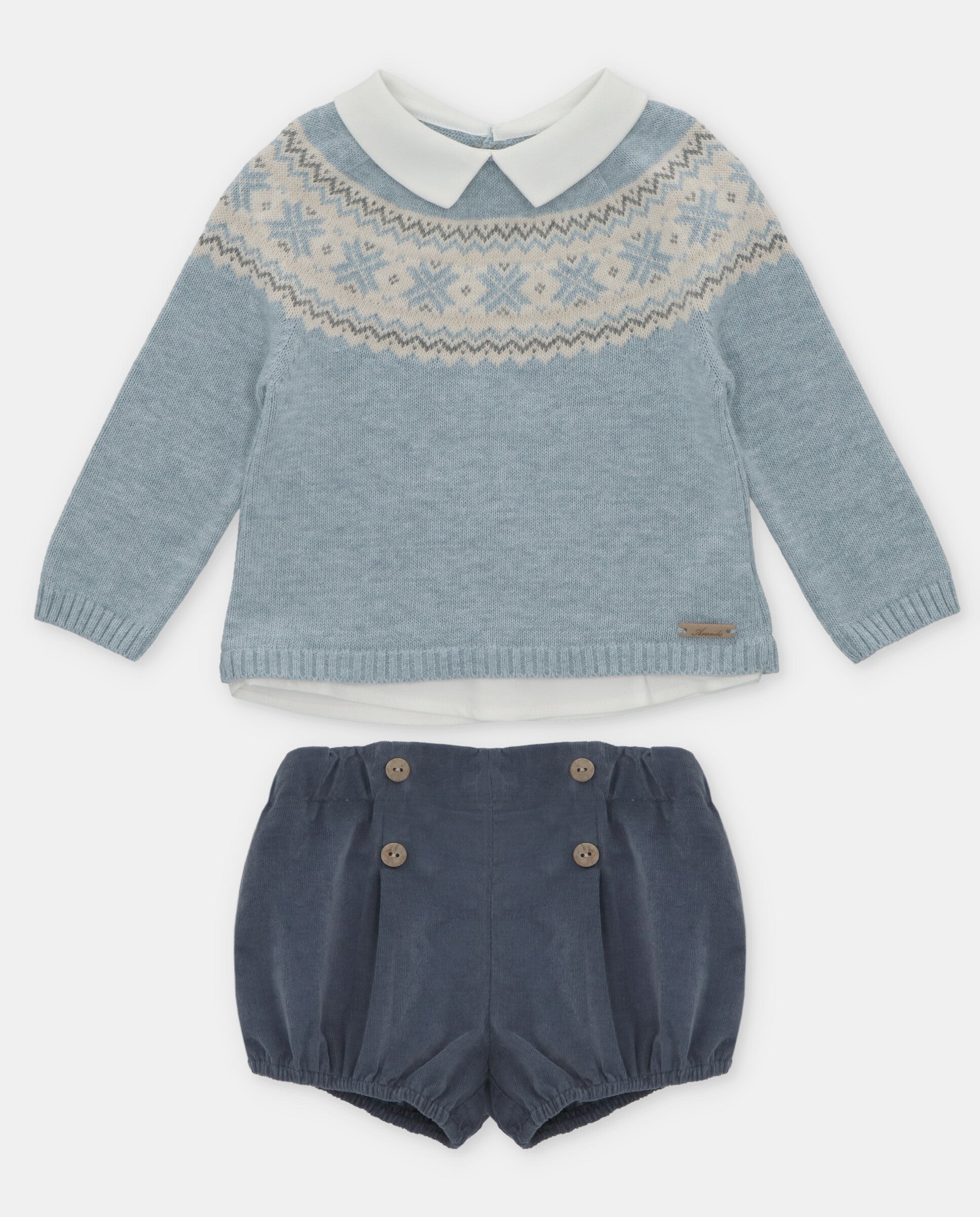Martin Aranda Baby Blue Kntted Jumper & Shorts Set