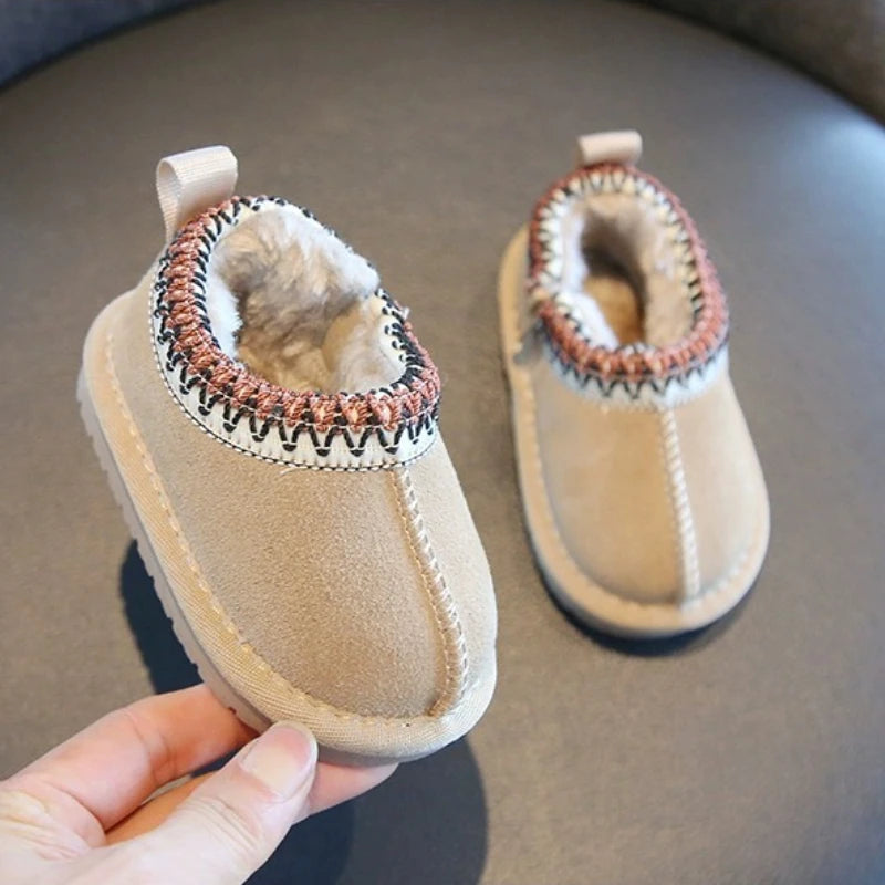 Baby Girls Ankle Faux Fur Shoe - Sand