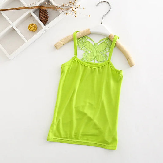 Girls Lime Butterfly Camisole Top