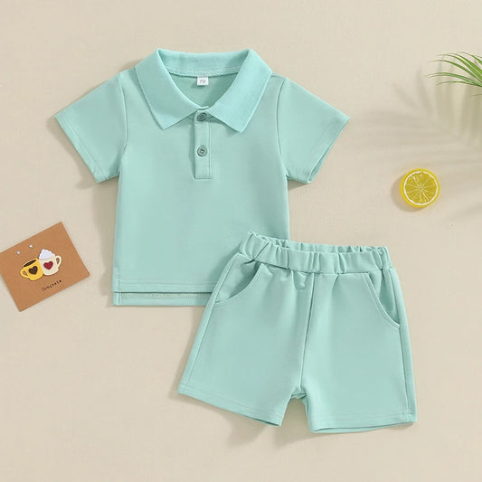 Boys Toddler Shorts & Polo T Shirt Green