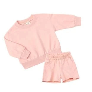 Girls Peach Sweatshirt & Matching Shorts