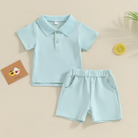 Boys Toddler Shorts & Polo T Shirt Blue