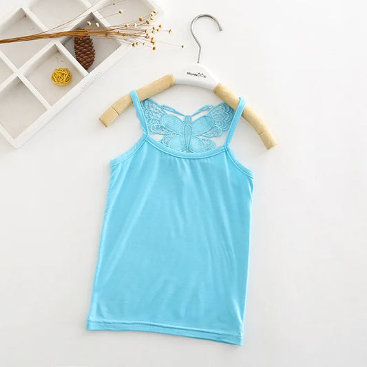 Girls Aqua Butterfly Back Camisole Top
