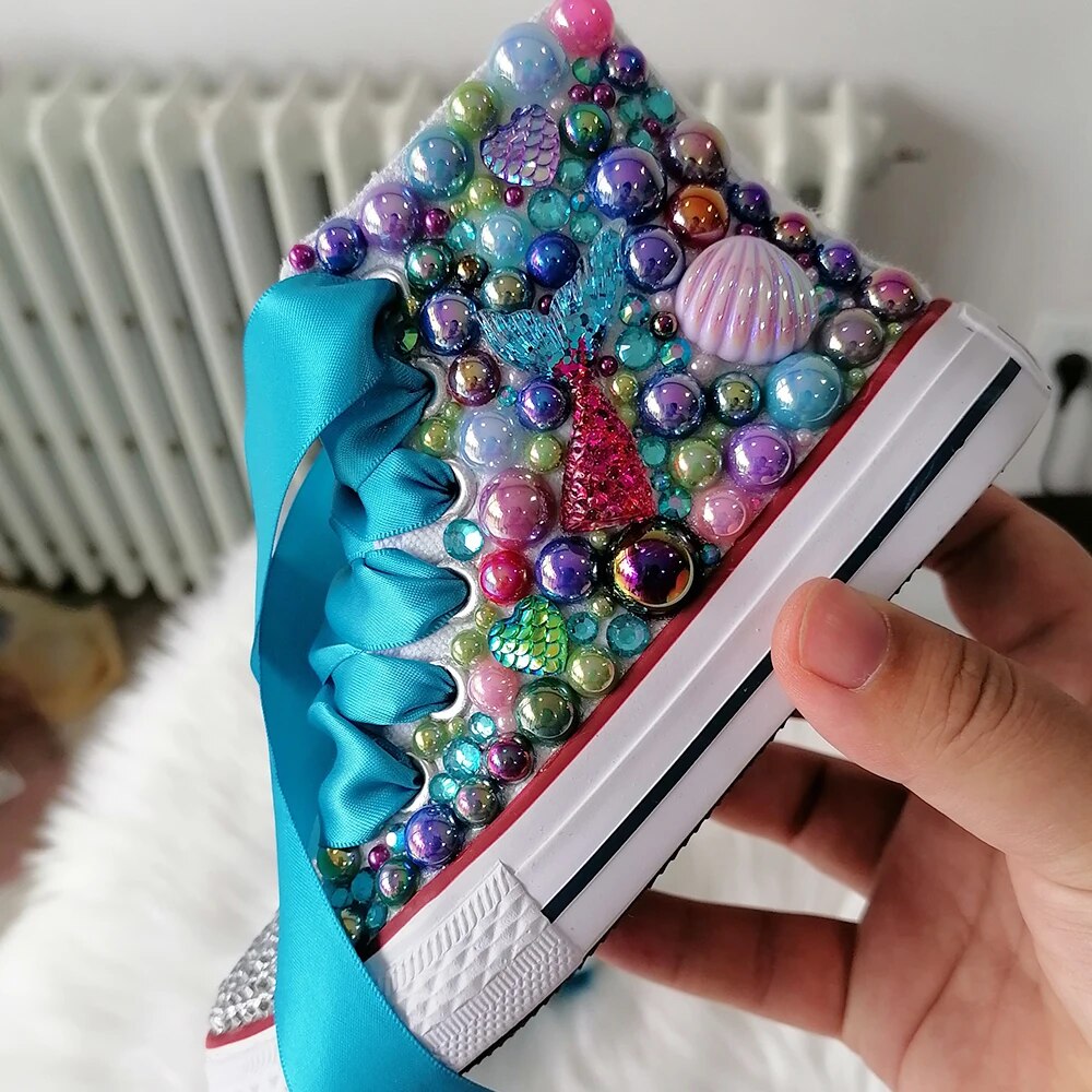 Dolly Bling Canvas Baseball Boots Junior Mermaid