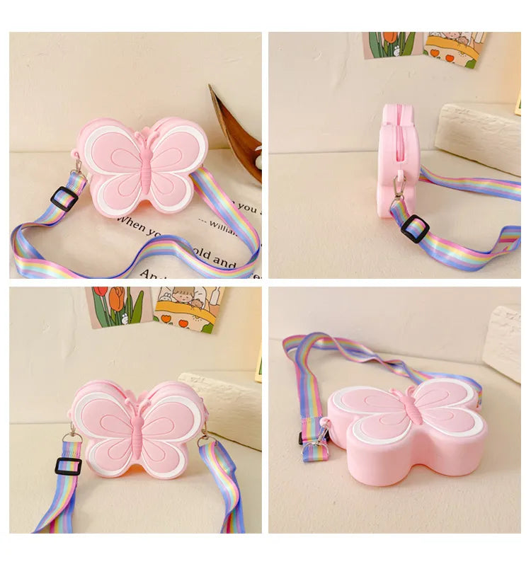 Butterfly baby Pink Shoulder Silicone Bag