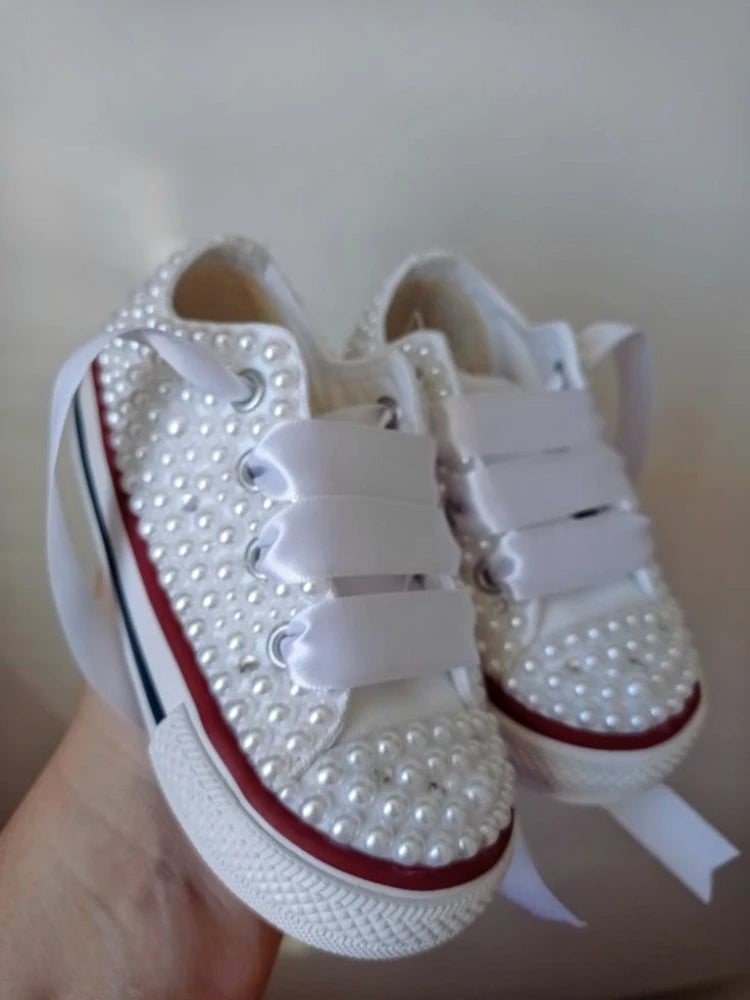 Dolly Bling Canvas White Pearl Pump
