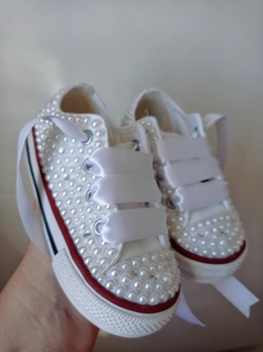 Dolly Bling Canvas White Pearl Pump