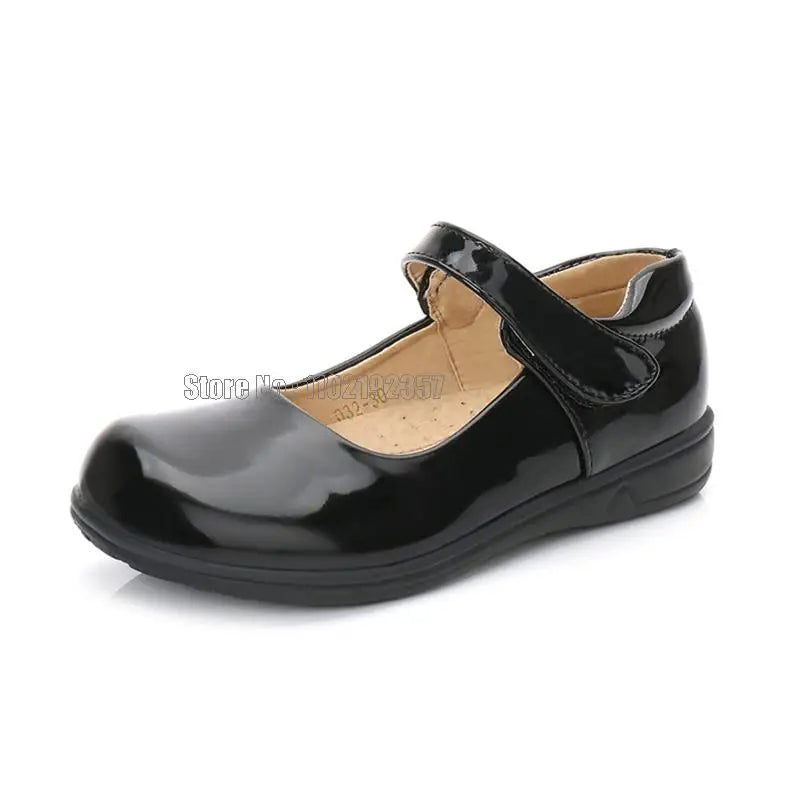 Girls Black Leather School Shoe