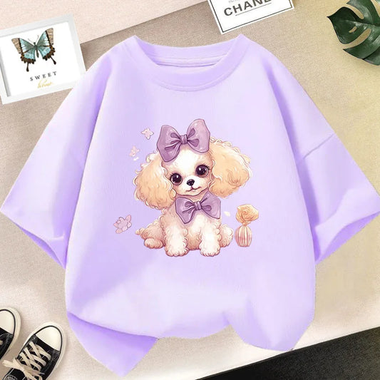 Girls Lavander Puppy Dog T shirt