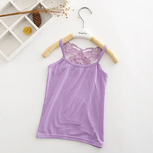 Girls Lilac Butterfly Back Camisole Top
