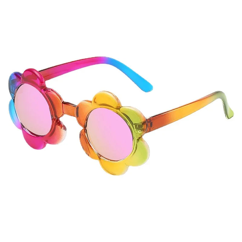 Kids Rainbow Pink Flower Multi Colour Sunglasses *