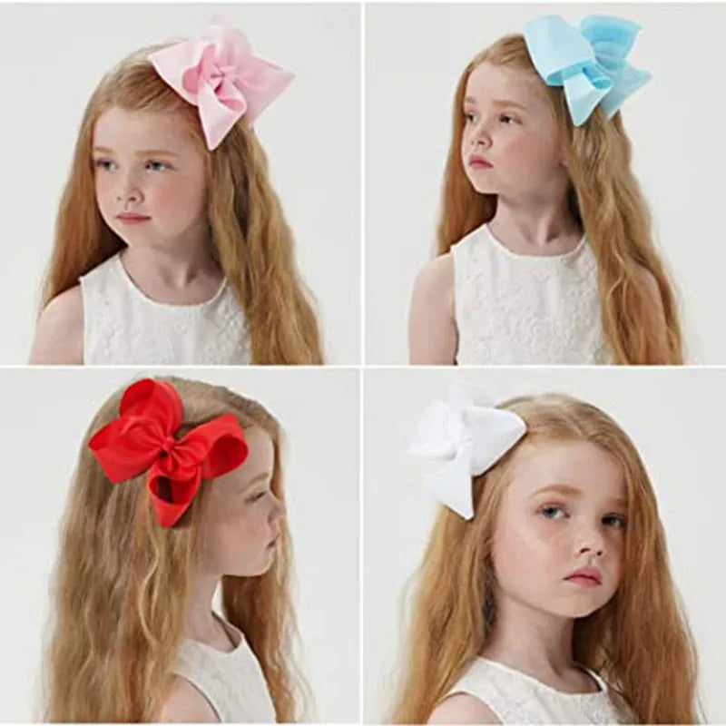 Girls 6" Ribbon Hair Bows - choice of colour