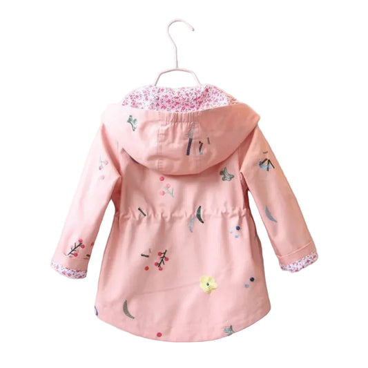 Girls Floral Lined Hooded Jacket – Blush Pink (Ages 2–7) *Online Product