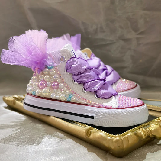 Dolly Bling Baseball Boots Lilac Pastel Tulle Canvas *