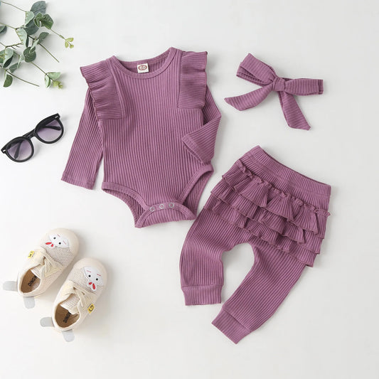 Baby Girl Frill Bum Leggings and Body Set - Lilac *