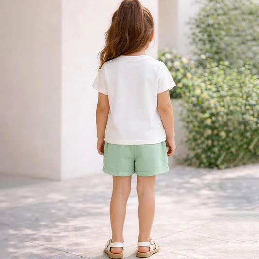 Girls Floral T-Shirt & Mint Shorts Set *Online Product