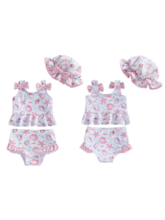 Girls Floral Swim Set & Hat 6 Months–3 Years | Toddler Swimwear *Preorder