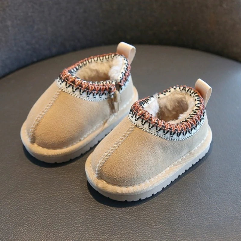 Baby Girls Ankle Faux Fur Shoe - Sand