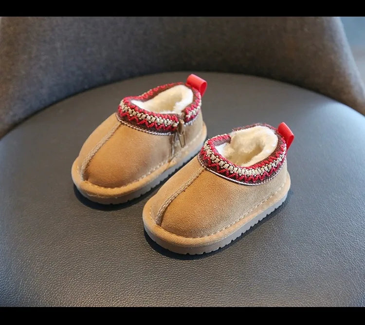 Baby Girls Ankle Faux Fur Shoe - Brown