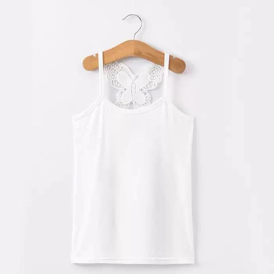 Girls Off White Butterfly Back Camisole Top