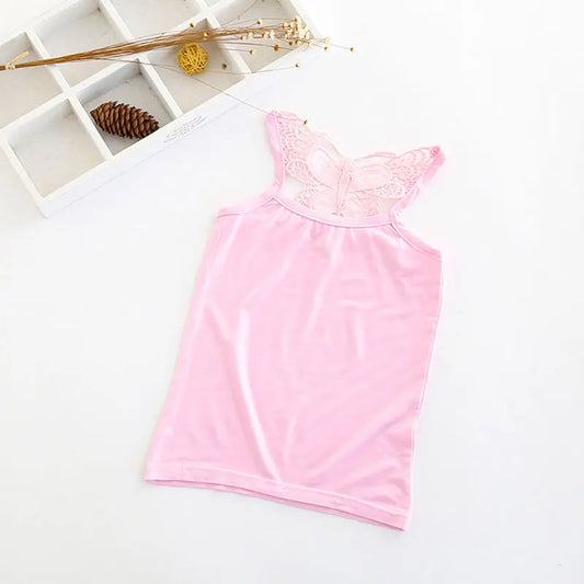 Girls Baby Pink Butterfly Back Camisole Top