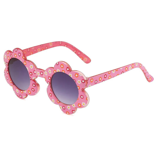 Kids Pink on Black Flower Multi Colour Sunglasses *