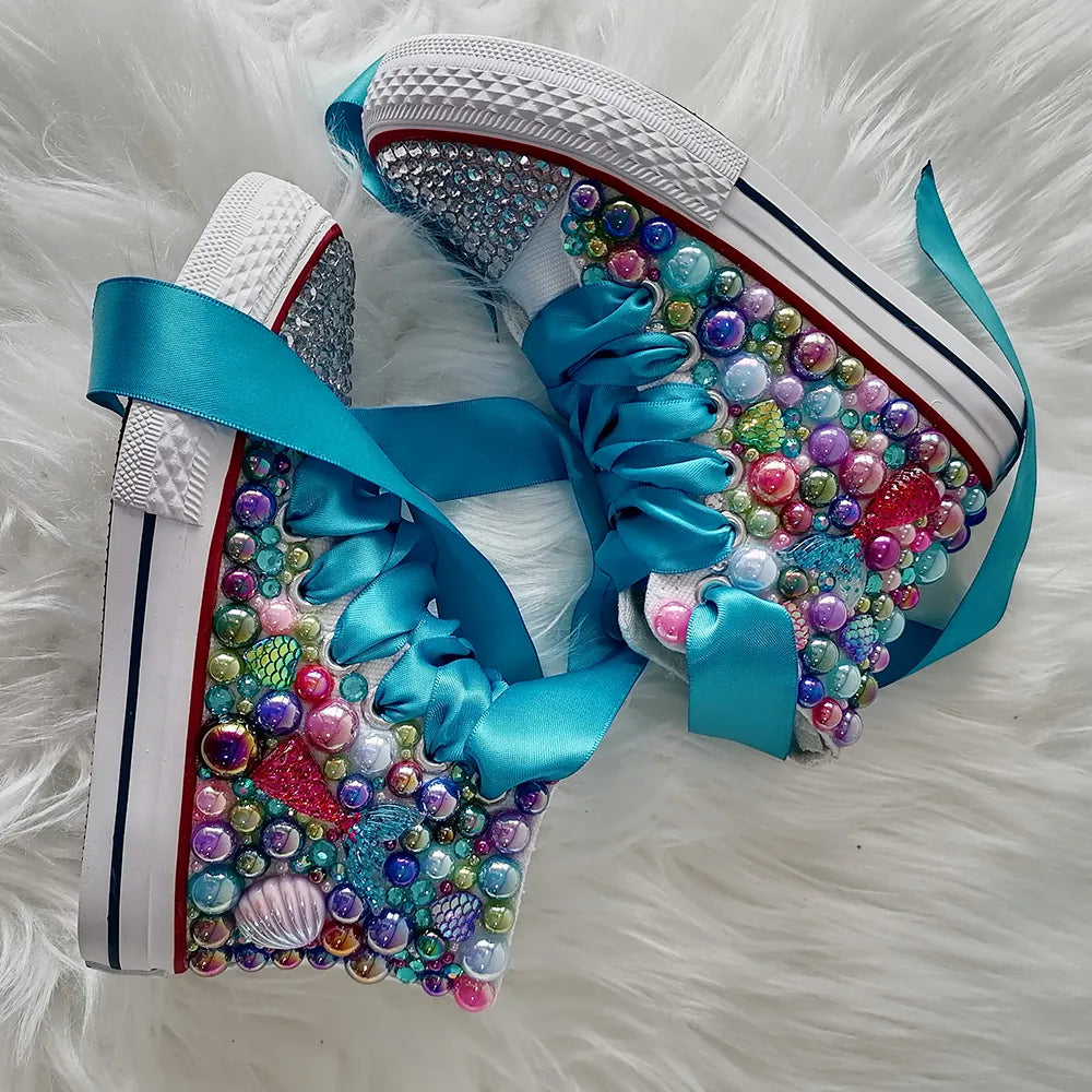 Dolly Bling Canvas Baseball Boots Junior Mermaid