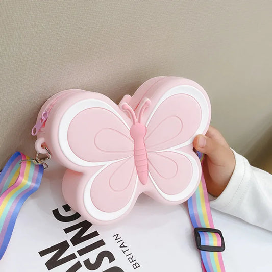 Butterfly baby Pink Shoulder Silicone Bag *