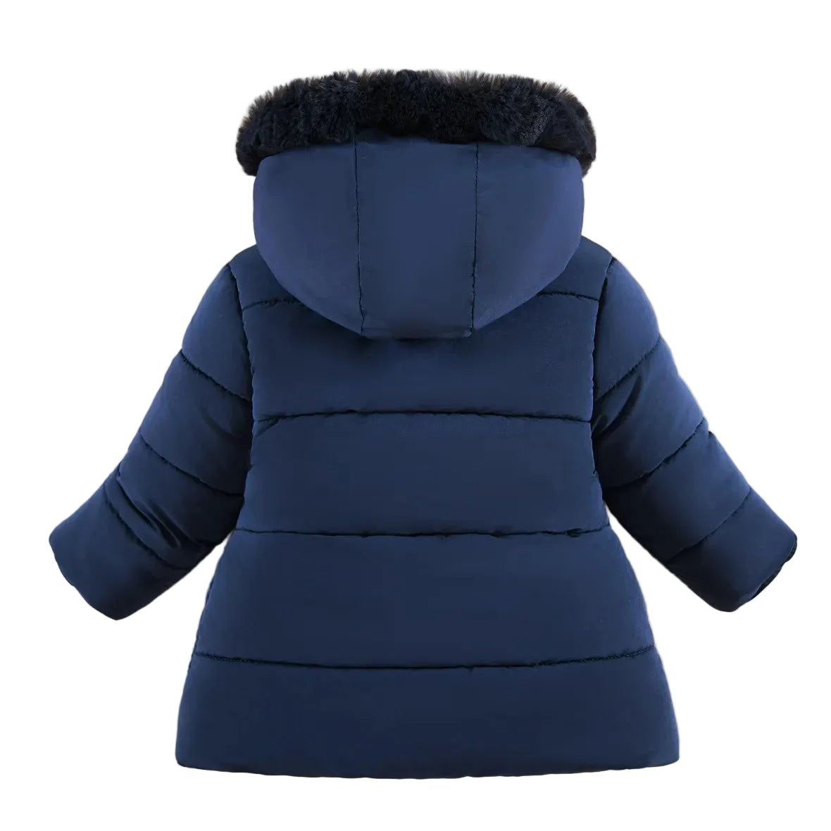 Girls Faux Fur Hooded Navy Blue Winter Puffer Coat | Warm Padded Jacket | Ages 2–6 *Online Product