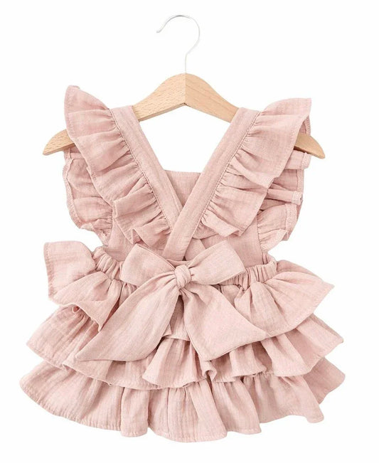 Baby Girl Cotton Floral Criss-Cross Romper - Pink