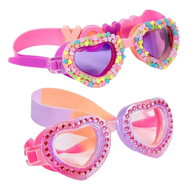 Children's Swimming Goggles Pink Beaded Hearts