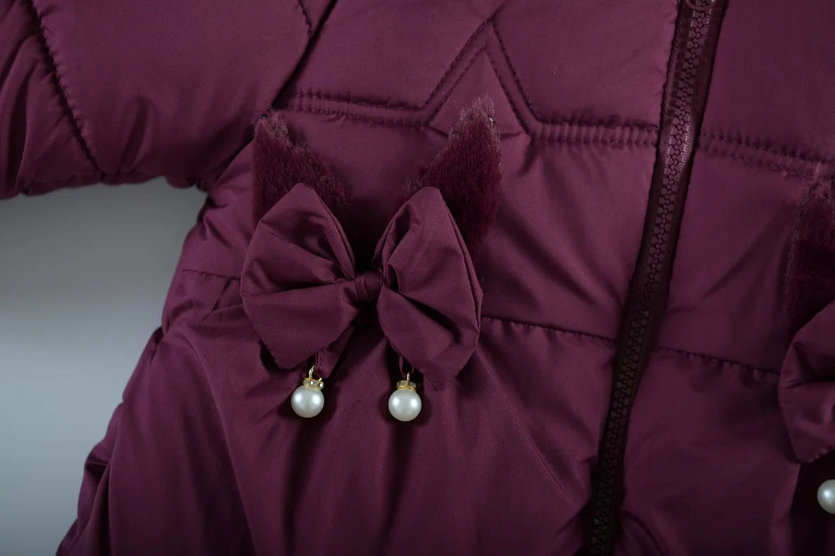 Girls Faux Fur Hooded Maroon Winter Puffer Coat | Warm Padded Jacket | Ages 2–6 *Online Product (Copy)