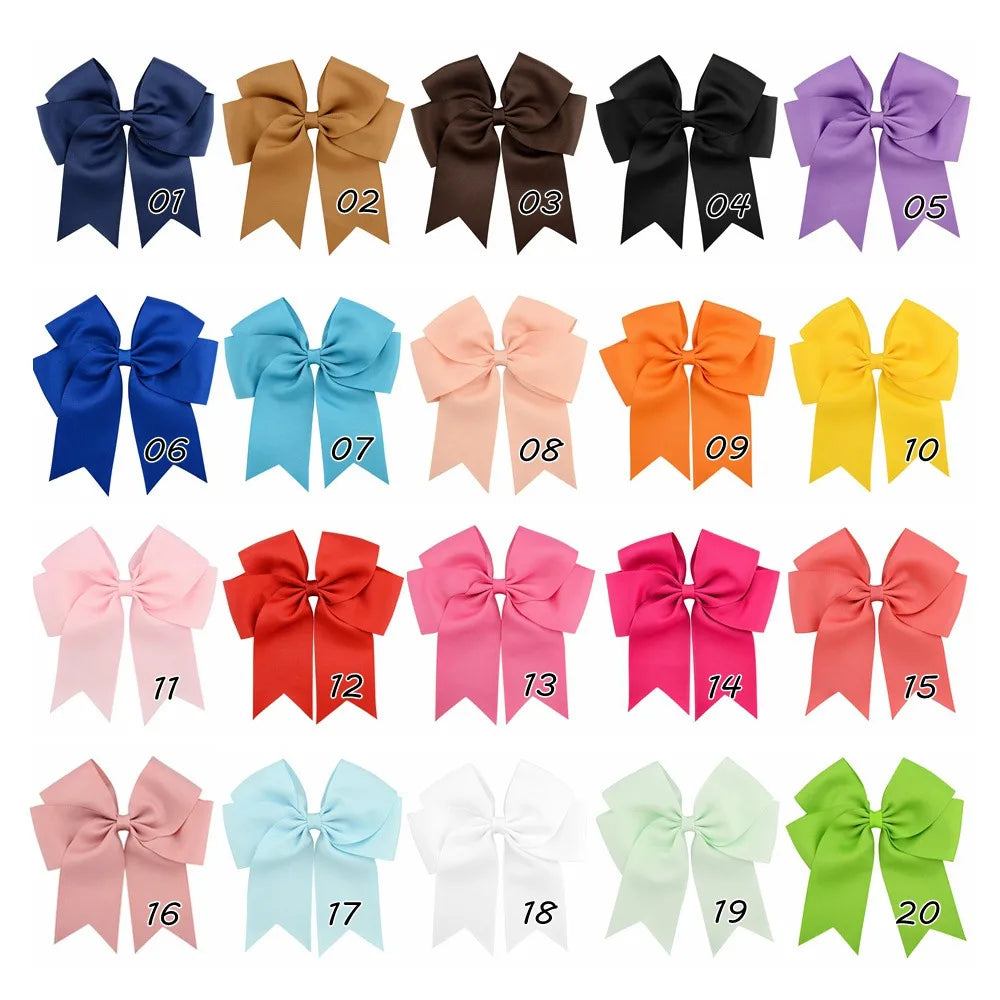 Girls 6" Ribbon Tail Hair Bows - choice of colour