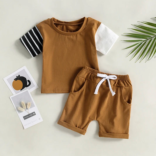 Boys Toddler Brown Shorts and T shirt Set *