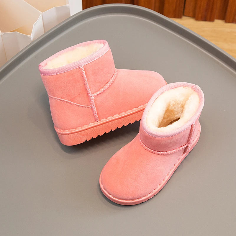 Girls Faux Fur Boots Pink