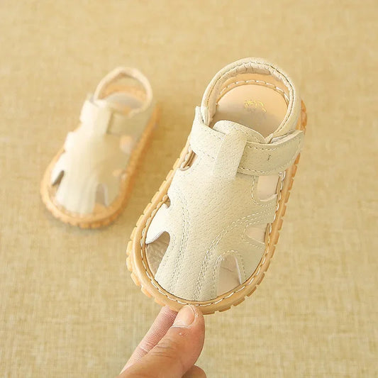 Toddler Rubber Sole Soft Sandal - Off Stone