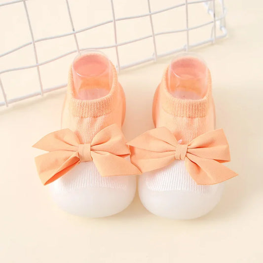 Toddler Rubber Sole First Walking Shoes - Peach