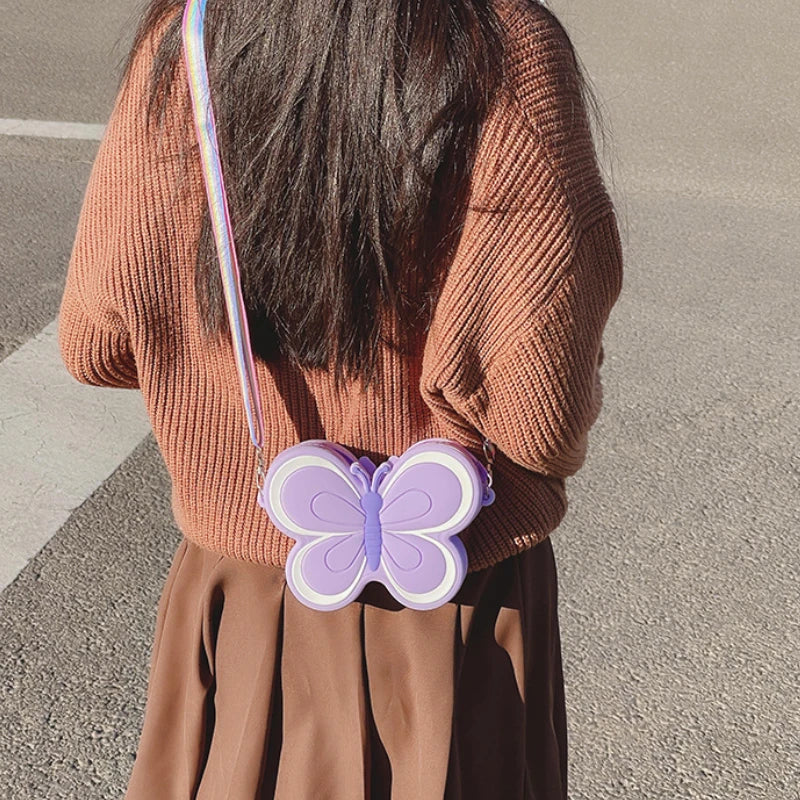 Butterfly Lilac Shoulder Silicone Bag