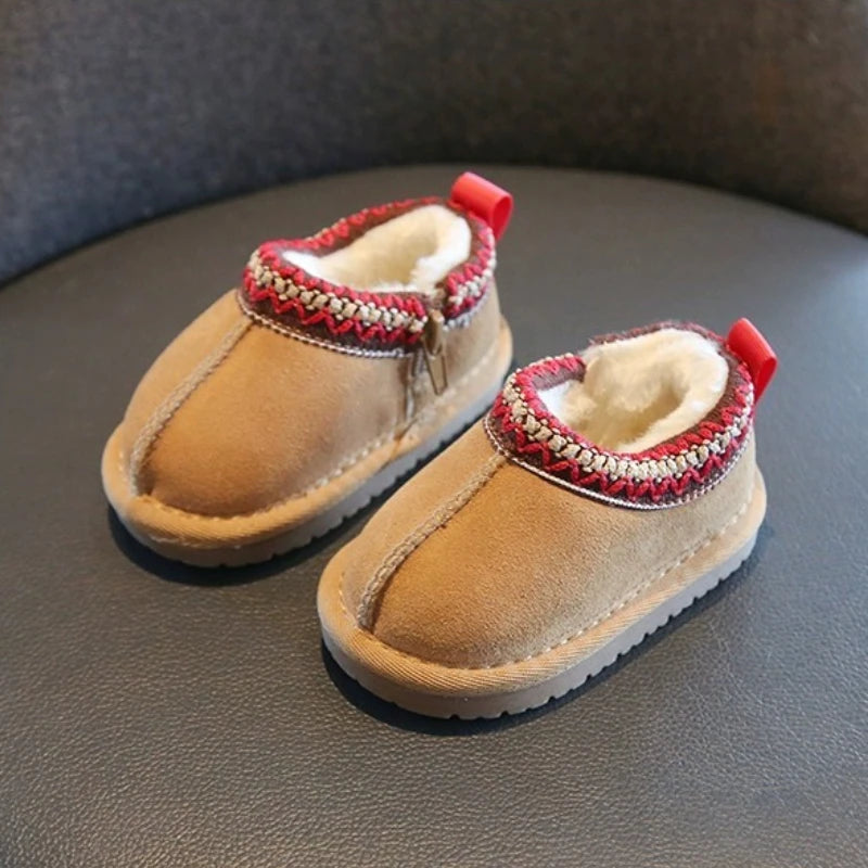 Baby Girls Ankle Faux Fur Shoe - Brown