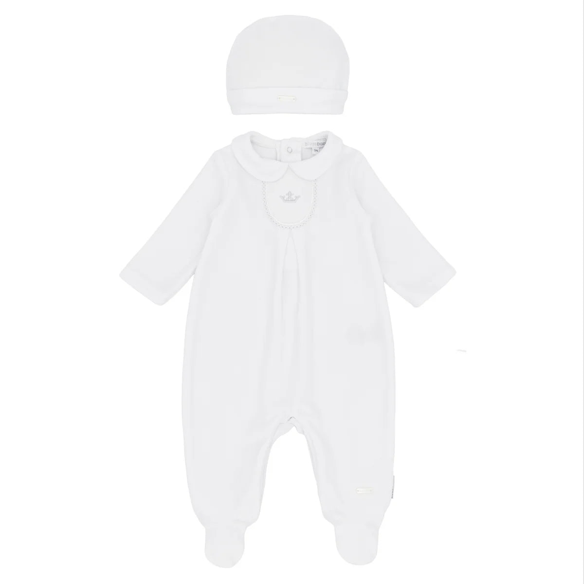 Blues Baby White Velour Romper & Hat *Preorder