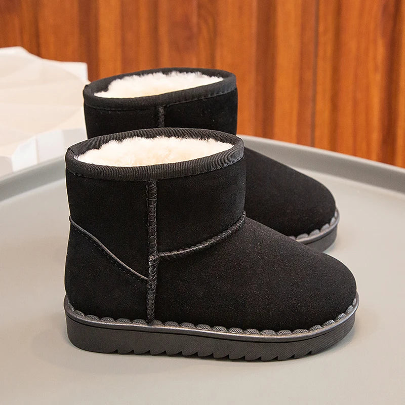 Girls Faux Fur Boots Black