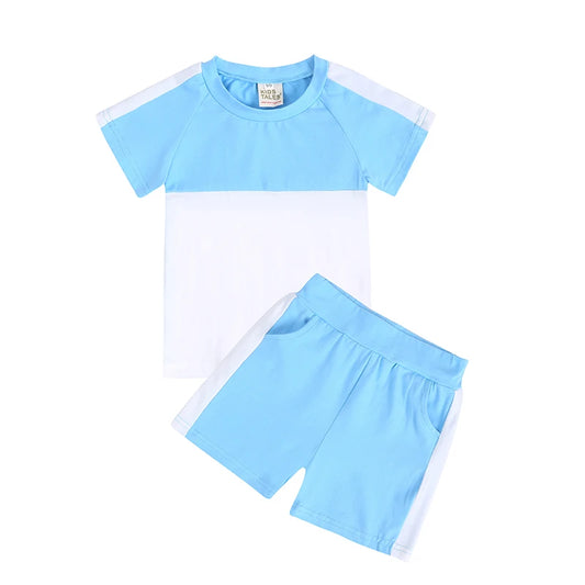 Boys Contrast Shorts & T shirt Sky Blue