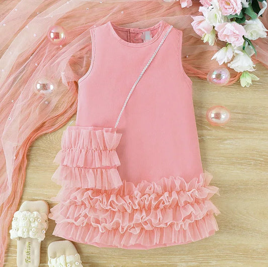 Girls Blush Party Dress with matching Bag