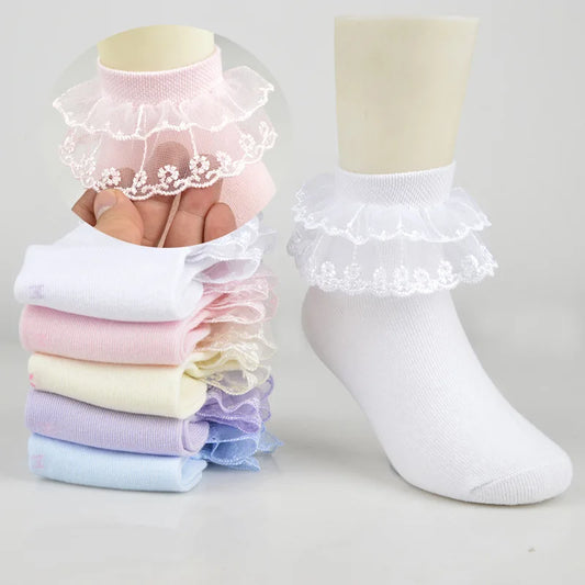 Girls Double Frill Ankle socks - 1 pair you choose colour